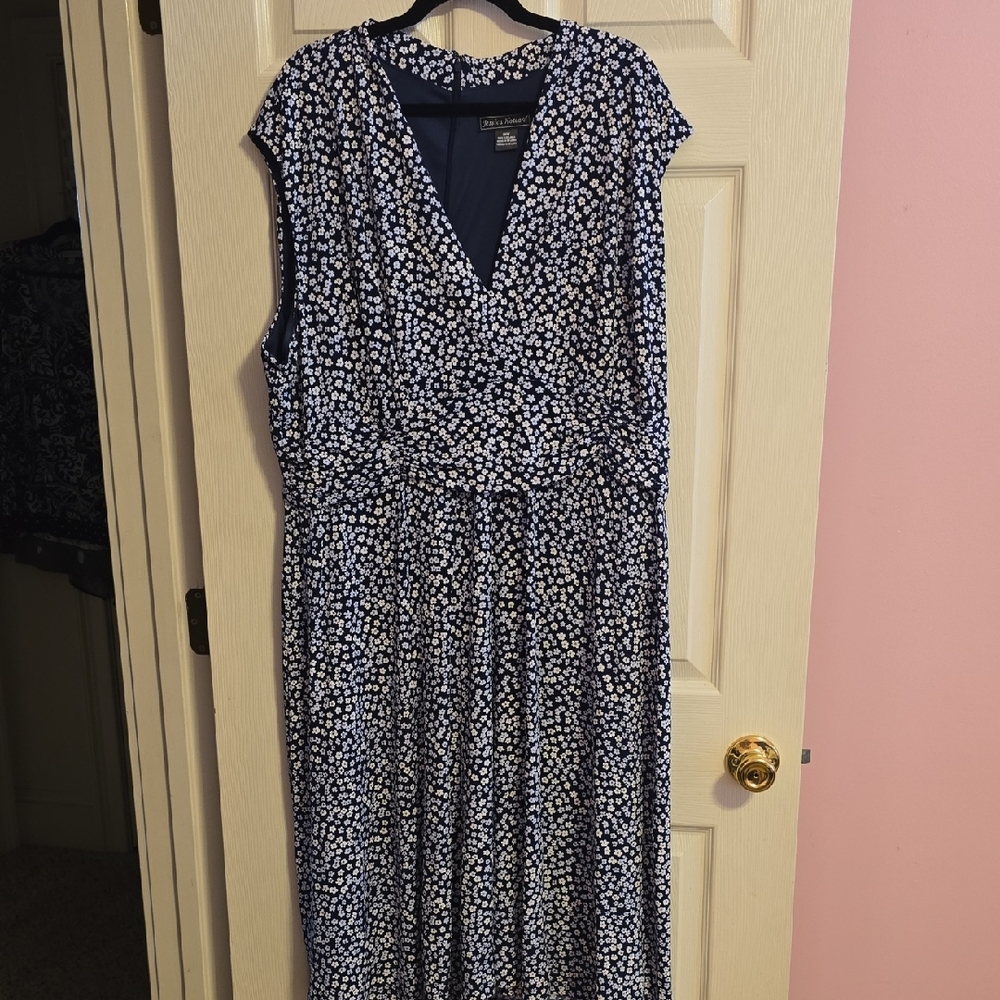 Jessica Howard Navy and White Polka Dot Maxi Dress‎